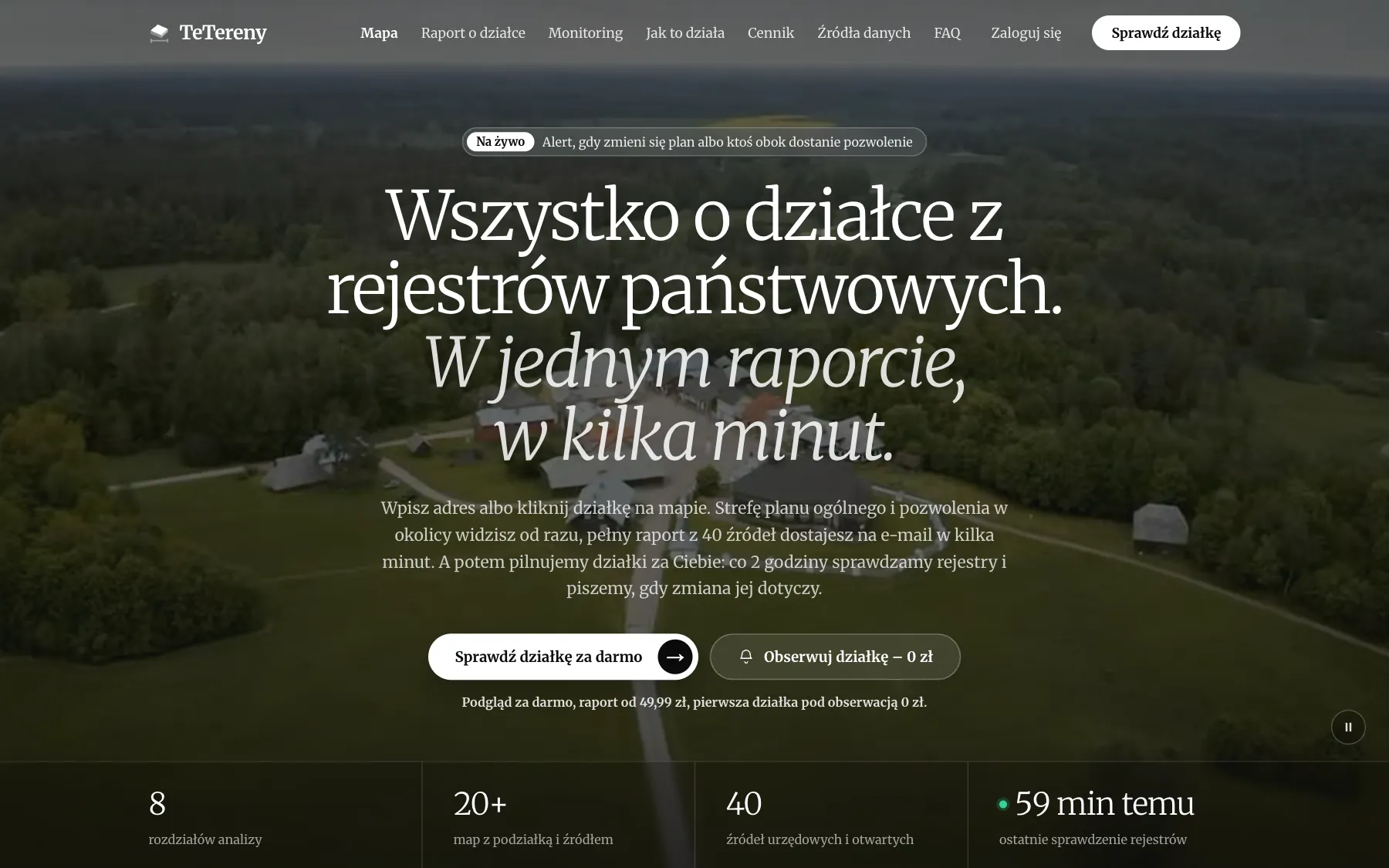 TeTereny: mapa działek z wyszukiwarką adresu i warstwami urzędowymi
